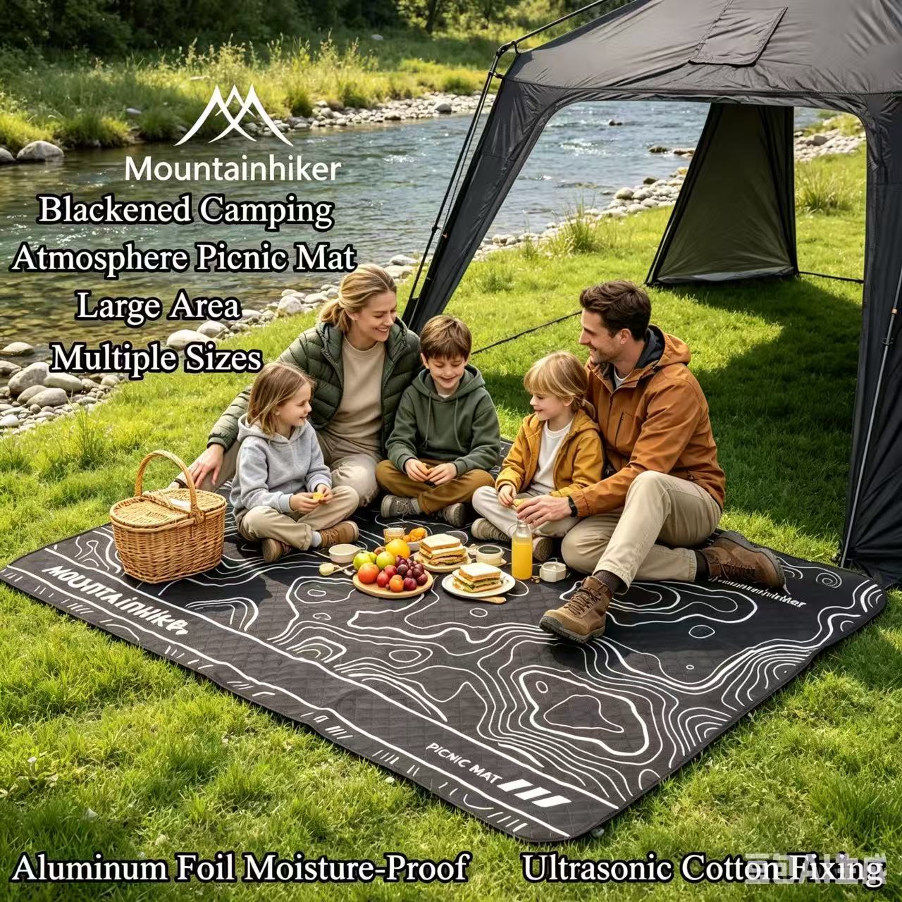 Outdoor Camping Mats Large - Коврик для пикника MOUNTAINHIKER Blackened, очень