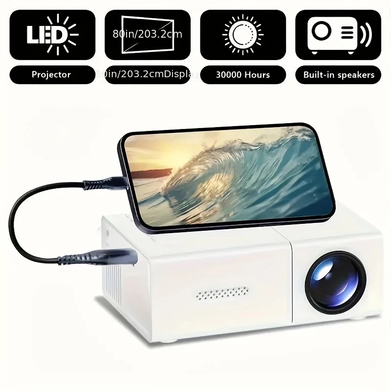 Outdoor Camping Movies - Мини-проектор LED 1080P с пультом ДУ,
